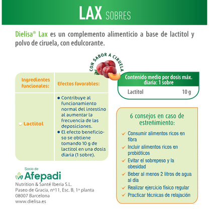 Dielisa LAX sobres, con Lactitol que contribuye al funcionamiento normal del intestino, 14 sobres