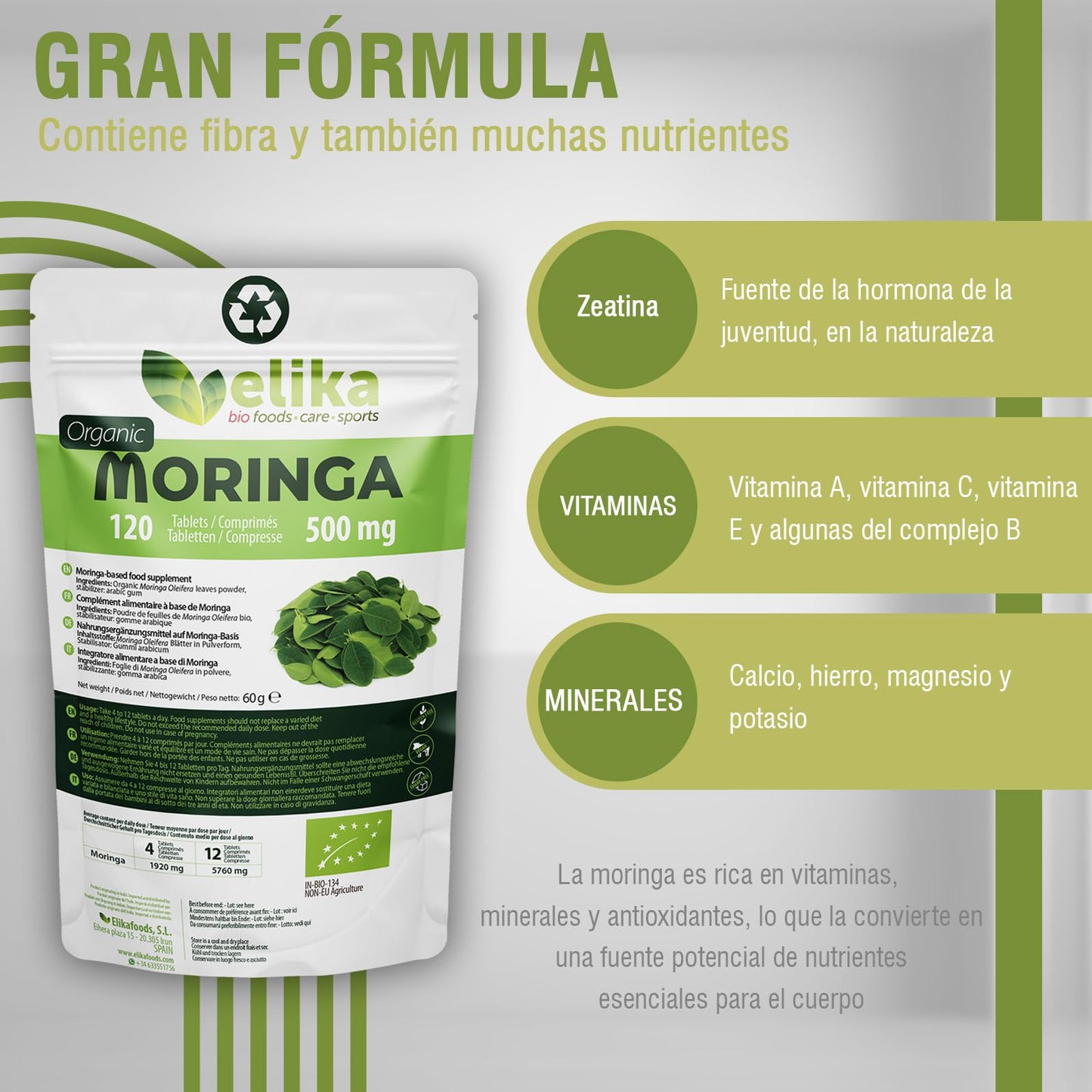 Elikafood Moringa 500 Mg 90 Comp Bote De 90 Comprimidos - 300 g