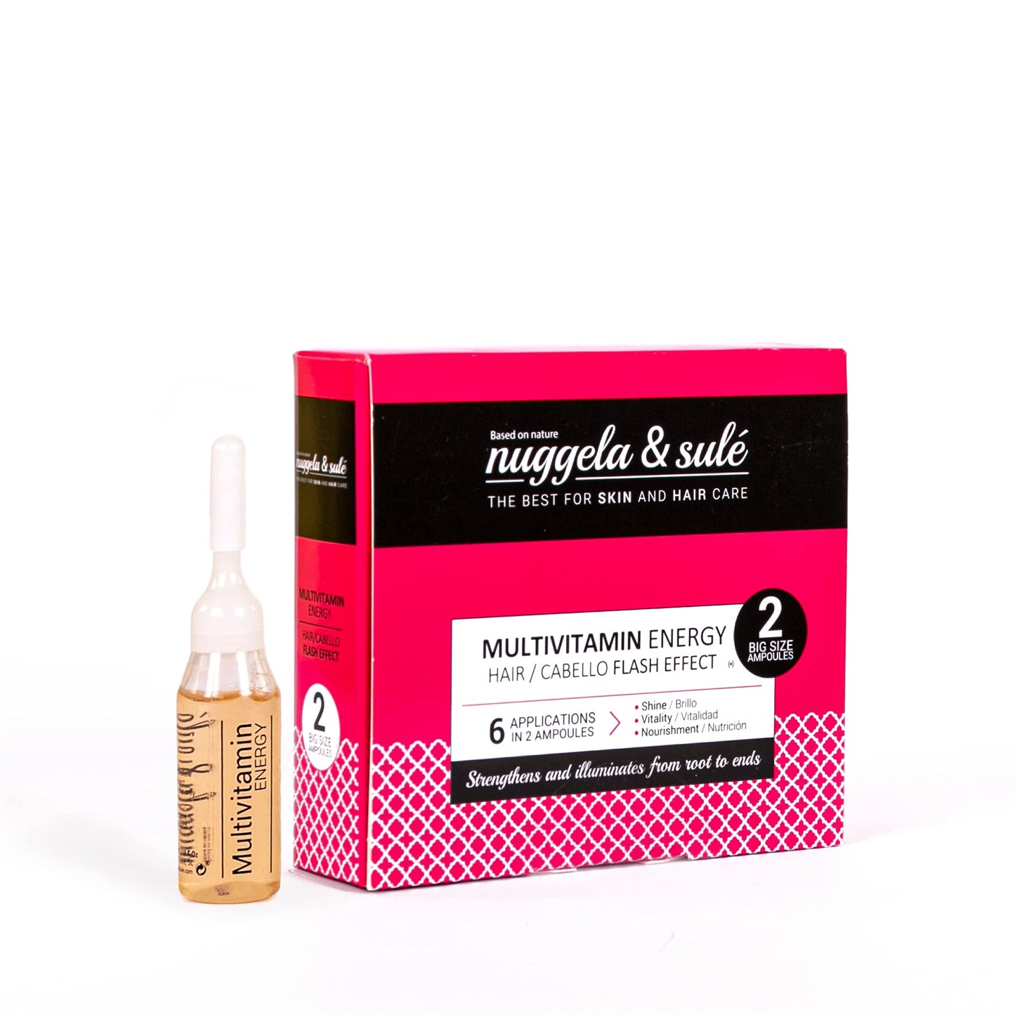 Nuggela & Sulé Ampollas Multivitamina Energy. Efecto Flash. Ilumina y Nutre el Cabello al Instante. Con Vitaminas E, C, B3, B5 y B6. 2 x 10ml