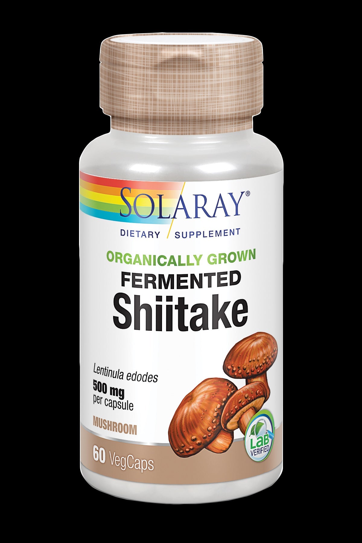 Suplemento Shiitake Fermentado Solaray 60 Cápsulas Antioxidantes para Sistema Inmunológico
