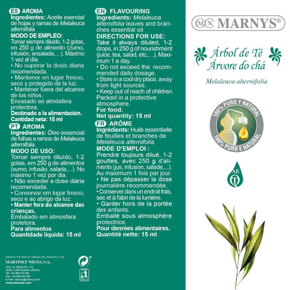Marnys Aceite Esencial de Árbol de Té 15 ml - 100% Puro y Natural - Toque refrescante y un Aroma Relajante - Botella 15 ml 0