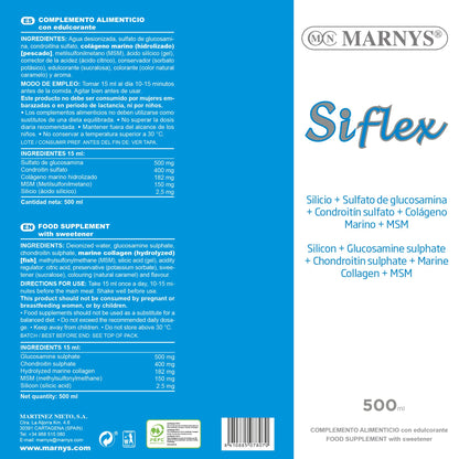 Marny's Siflex Silicio Biodisponible, Colágeno Marino y MSM 500ml