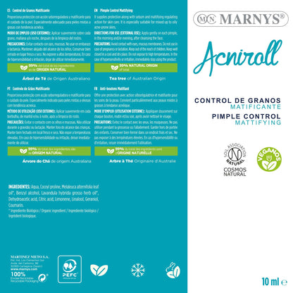 Marnys Acniroll - Roll-On 10Ml Control de Granos Matificante Bio - Ingredientes Naturales y Bio - Efecto Seborregulador e Higienizante En Pieles con Tendencia Acnéica - Made In Spain 50 g