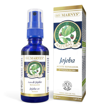 Aceite de Jojoba MARNYS, Aceite para Piel y Cabello Graso o Mixto, Hidratante para Cabello, Cara, Cuticulas, Cuerpo y Uñas, Botella 50 Mililitros