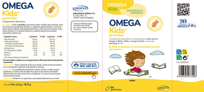 Ordesa OmegaKids Gummies | 54 Gominolas Masticables Complemento | Alimenticio con Omega 3 y Vitaminas para Niños desde los 5 Años, Ayuda al aporte adecuado de EPA y DHA