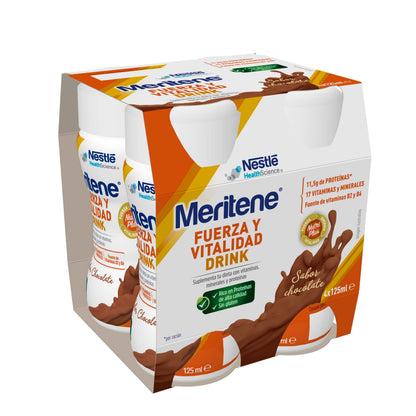 Meritene Fuerza y Vitalidad - Alimento Formato Listo para Tomar - Batido de Proteínas Vitaminas y Minerales - Chocolate - Refuerzo del Sistema Inmunitario(pack de 24 Botellas)