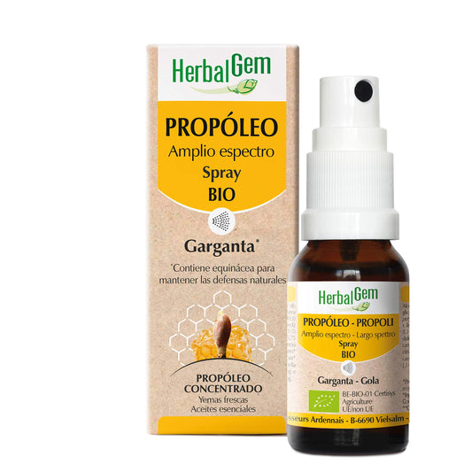 HerbalGem Propóleo Amplio espectro Spray, Garganta, defensas naturales, el mejor aliado para los dolores de garganta, 15 ml