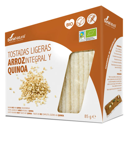 Alecosor Tostadas Ligeras Arroz Integral y Quinoa Soria Natural Bolsa Hermética 85 G (25 X 3.4 G)/Estuche.