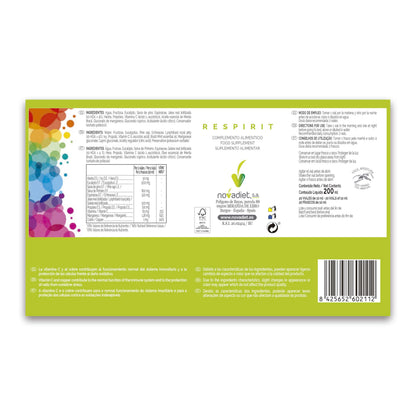 Novadiet - RESPIRIT Viales con Hiedra, Eucalipto, Savia de Pino, Equinácea, Jalea Real, Propóleo, Vitamina C y Minerales - Apoyo Respiratorio y Refuerzo Inmunológico - 20 Viales de 10 ml