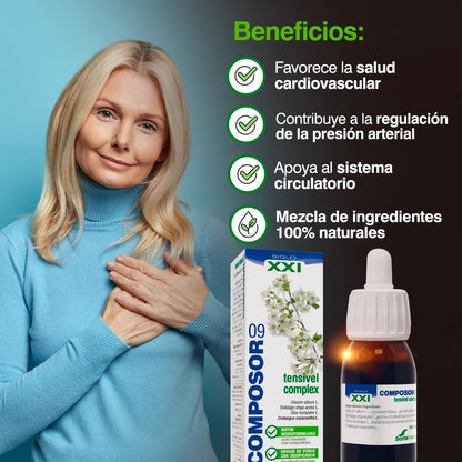 Soria Natural Composor 9 Tensivel Complex - Soporte para Tensión Arterial, Fomenta un Sistema Circulatorio Saludable, Salud Cardiovascular - Equilibrio Natural y Bienestar - Botella de 50ml