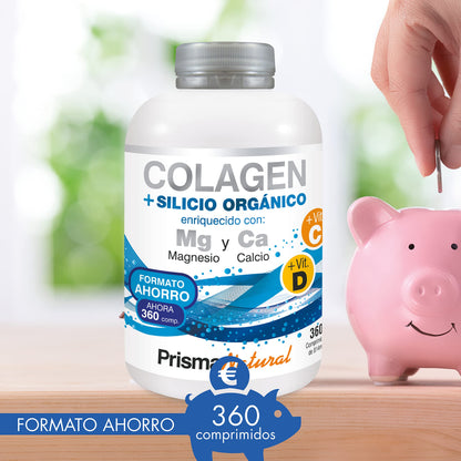 Prisma Natural - Colágeno Hidrolizado con Magnesio y Vitamina C y D, Con Silicio y Calcio. Para Articulaciones fuertes. Regenerador de Piel, Cabello y Uñas, 360 Cápsulas.