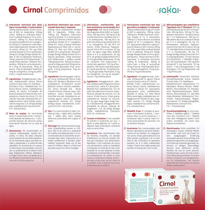 Sakai – Cirnol comprimidos con Ginkgo, Castaño de Indias y Rusco– Favorece la circulación sanguínea, ayuda a evitar las piernas cansadas y su hinchazón. Previene las varices vasculares. Con Coenzima Q10
