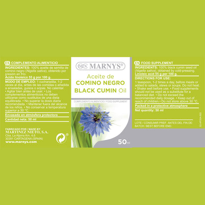 MARNYS Aceite Puro de Comino Negro rico en Omegas 3, 6, 7 y 9 50ml