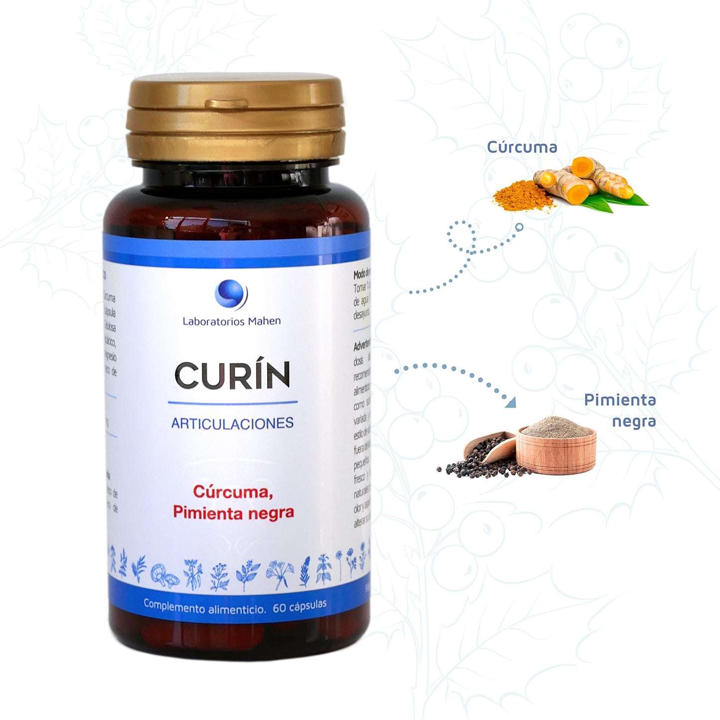 Laboratorios Mahen Curin de Mahen Con cúrcuma y pimienta negra 50 gr