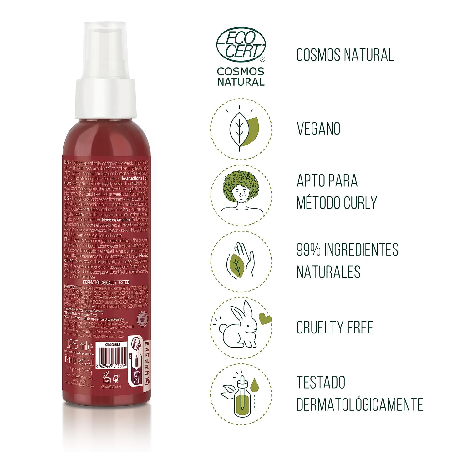 Naturtint Loción Fortaleza Anticaída, Estimula el crecimiento del Cabello, Protección y Calmante, Tratamiento Anti-Caída, Tónico Capilar Natural, 99% Ingredientes Naturales, ECOCERT, 125 ml