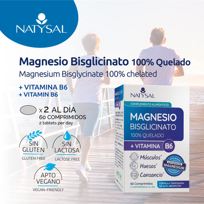 MAGNESIO + B6 | 60 comp. Cansancio-Huesos-Músculos | Natysal