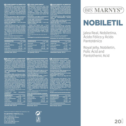 MARNYS Nobiletil Desarrollo Mental con Vitamina B5, B9, Jalea Real, Nobiletina 20 Viales