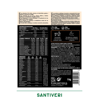 SANTIVERI - Protein-90 Instantáneo en Polvo, Alto Contenido en Proteína a Base de Proteína 100% Vegetal, Aminoácidos y Vitaminas