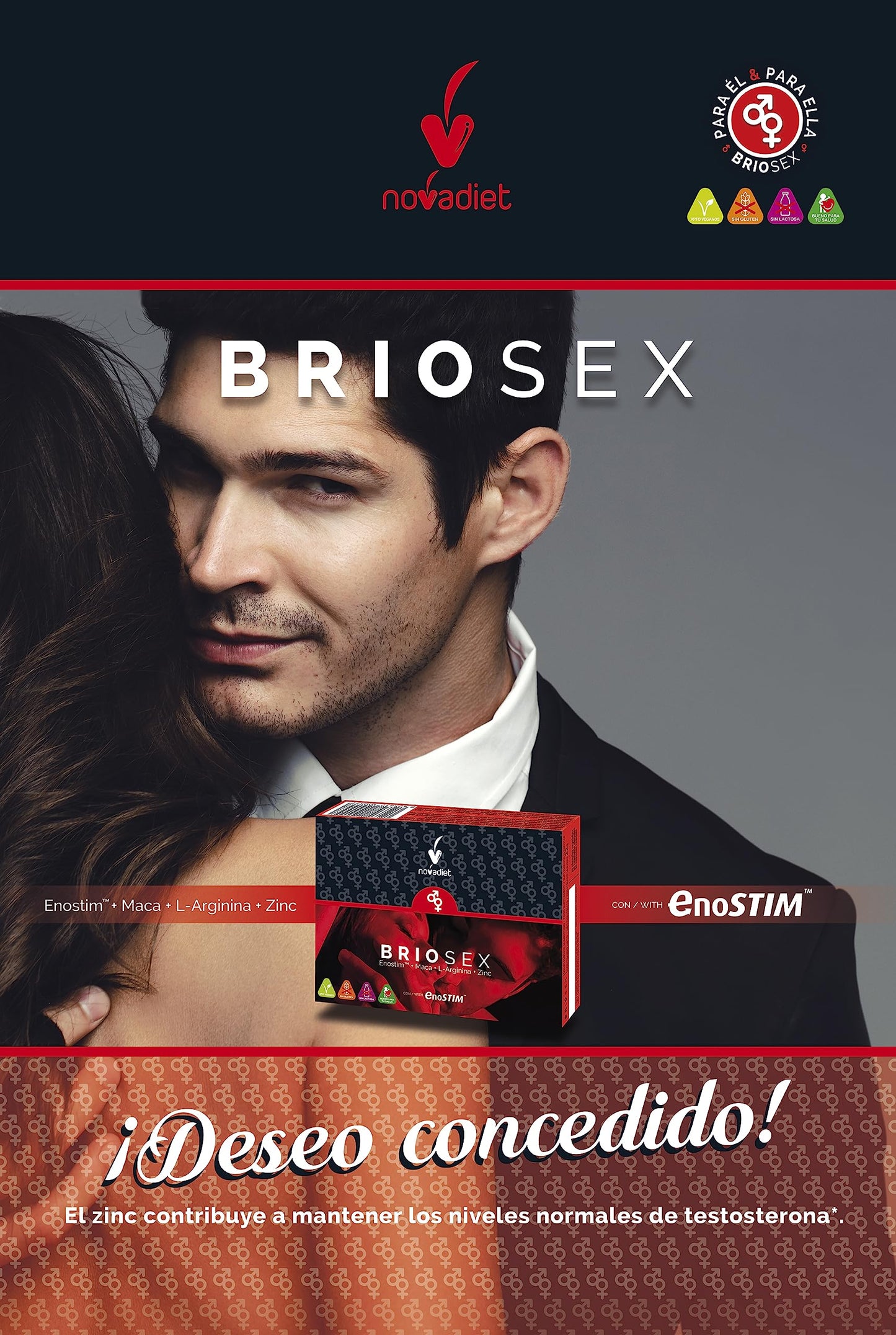 Novadiet BRIOSEX Cap Nova Diet, Negro, Único