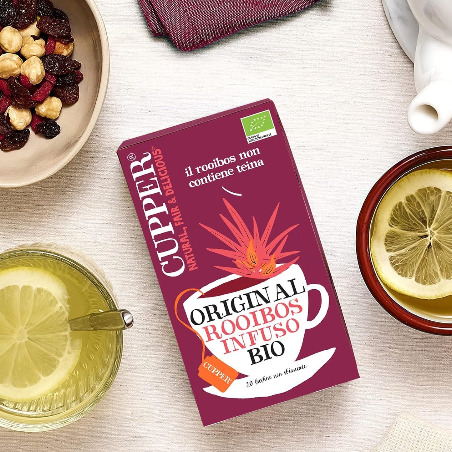 Cupper Té Infusión Rooibos, 20 Bolsas (Bio)