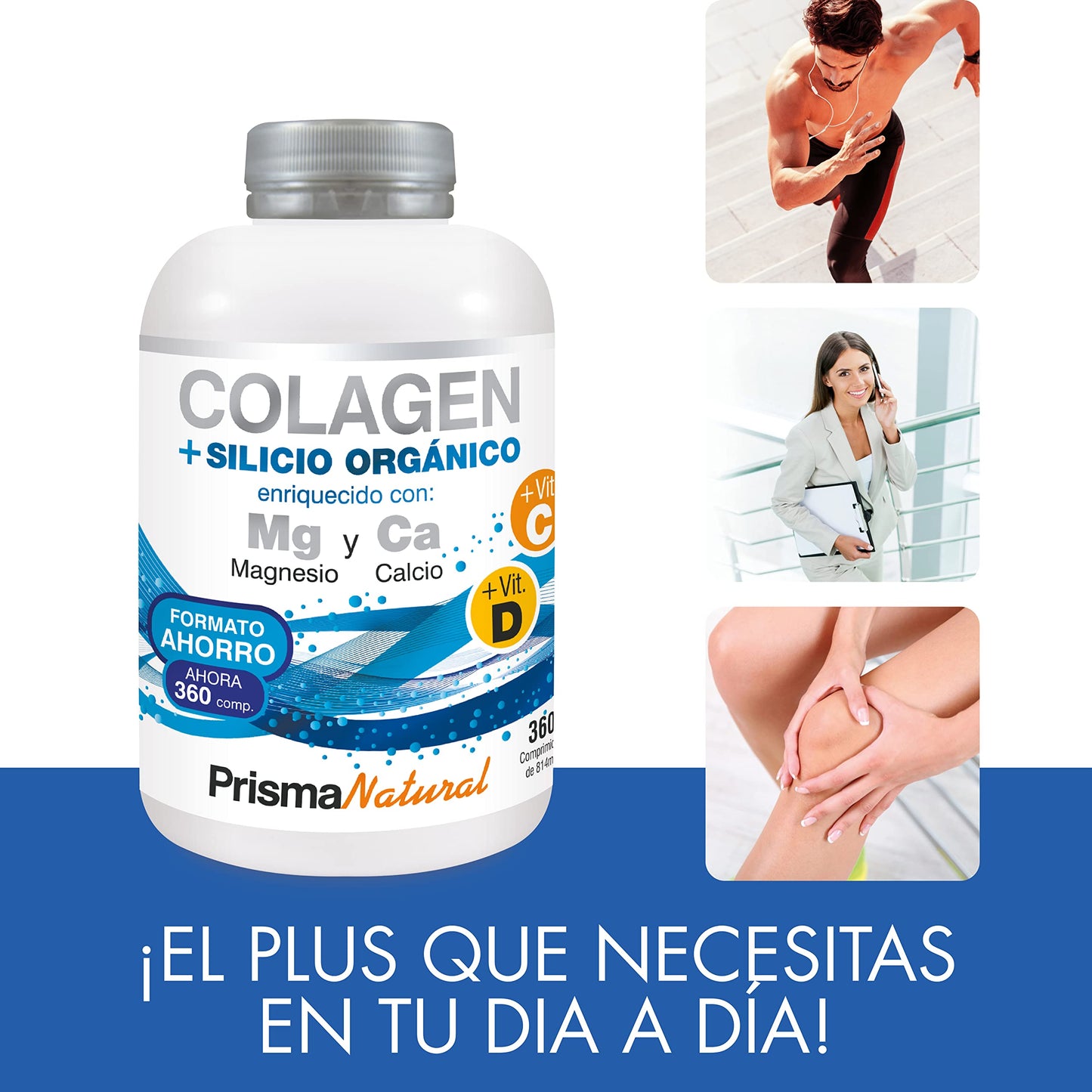 Prisma Natural - Colágeno Hidrolizado con Magnesio y Vitamina C y D, Con Silicio y Calcio. Para Articulaciones fuertes. Regenerador de Piel, Cabello y Uñas, 360 Cápsulas.