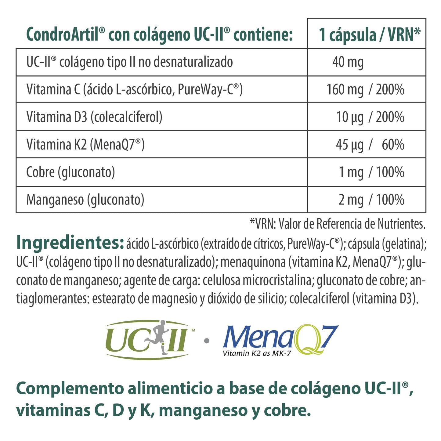 CondroArtil® - Colágeno Tipo 2 UC-II® No Desnaturalizado - Ayuda a Fortalecer los Huesos y Cartílagos - Contribuye a la Formación y Mantenimiento del Tejido Conectivo - 90 Cápsulas - 100% Natural