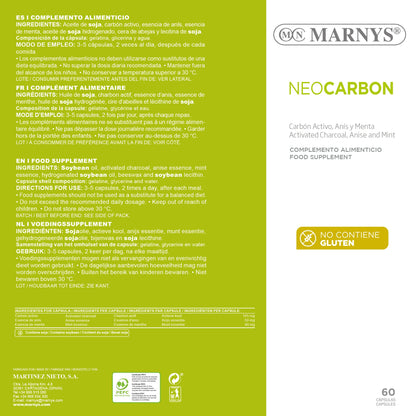 Carbón Vegetal Activo y esencias de Anís y Menta - Ayuda para Adelgazar, Para Eliminar Gases Intestinales, Alivia Hinchazón y Dolor Estomacal, Suplemento Depurativo - 60 cápsulas