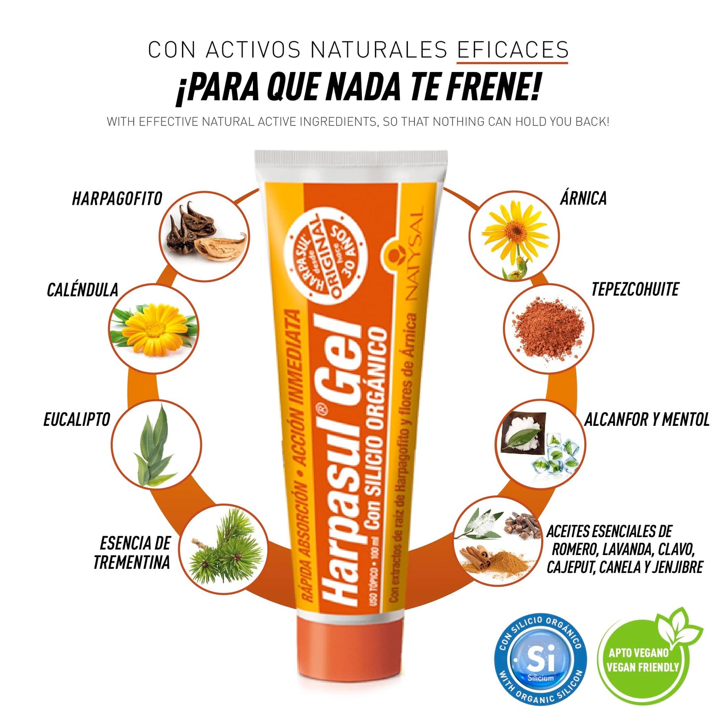 HARPASUL® GEL 75+25 ml | Gel Activo con Efecto Frío - Calor | Masaje Corporal | Cuello, Hombros, Espalda, Piernas | Con extractos de Harpagofito y Árnica | Gel Defatigante | Natysal