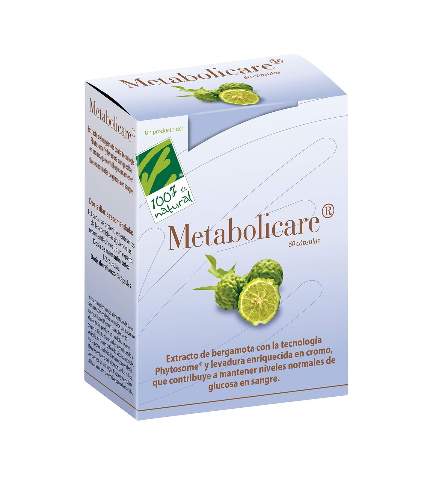 100% Natural Metabolicare. Complemento alimenticio. 60 cápsulas vegetales