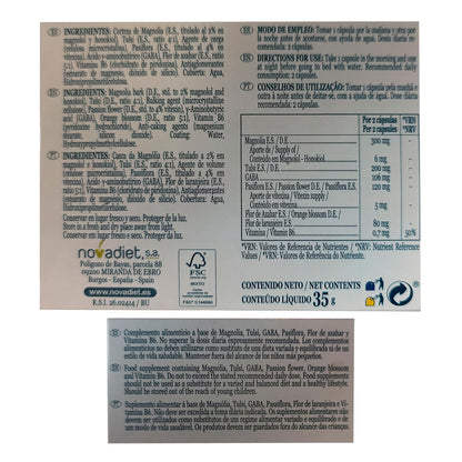 Novadiet - ANSIOLIMIT Cápsulas con Vitamina B6, Magnolia, Tulsi, GABA, Pasiflora, Flor de Azahar, Vitamina B6, Ayuda a Disminuir la Ansiedad, Agobio, Estrés y el Nerviosismo - 60 Cápsulas