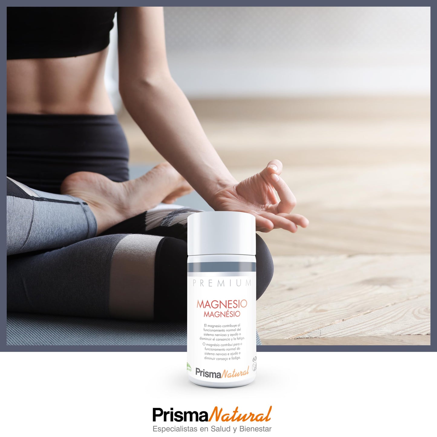 Prisma Natural Premium Magnesio - 60 capsulas. Cansancio, fatiga, huesos, musculos y articulaciones. Complementos y vitaminas para adultos. Sin gluten. Sin lactosa.Sin pescado, Sin huevo. Vegano.