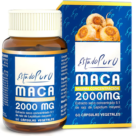 Maca Andina Estado Puro 2000mg | Extracto Nativo 5:1 Macatonic™ de Producción Sostenible | Energía Mantenida y Vigorizante Natural | Apto Veganos | 60 Cápsulas de Tongil