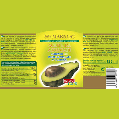 MARNYS Aceite Alimentario de Aguacate 100% Puro 125ml