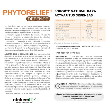 PHYTORELIEF® DEFENSE | ACTIVA TUS DEFENSAS | Con PROBIÓTICOS TINDALIZADOS | El soporte natural para activar tus defensas | 30 cápsulas