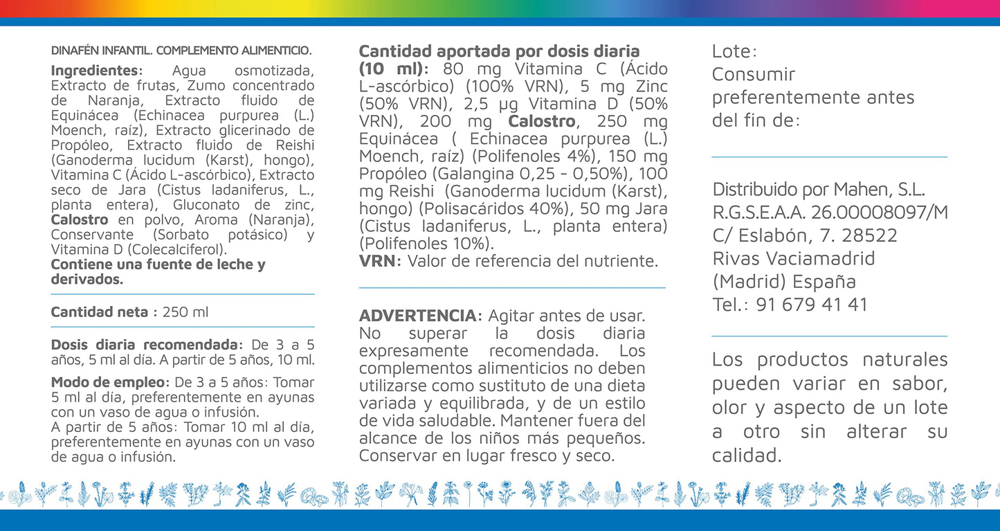 Laboratorios Mahen Dinafén infantil 250 ml - Defensas, Apoyo inmunológico
