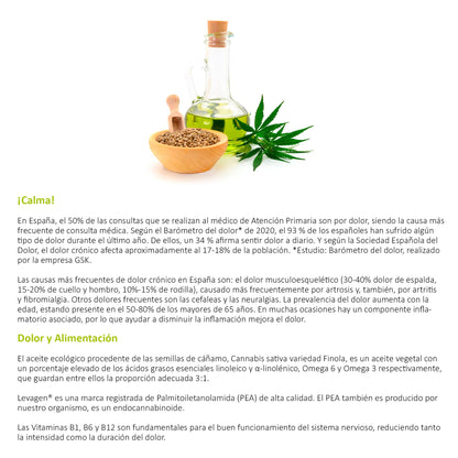 Novadiet - CANNALGES Cápsulas con Aceite de Semillas de Cannabis, Levagen y Vitaminas – Ayuda a Aliviar el Dolor y la Inflamación, al Correcto Funcionamiento Normal del Sistema Nervioso - 30 Cápsulas