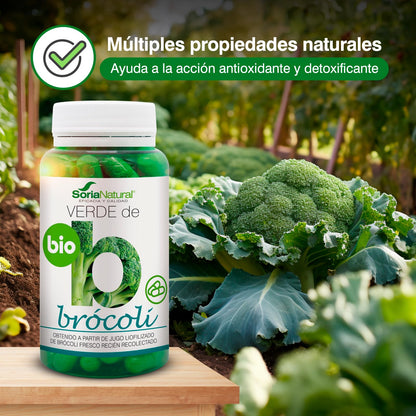 Soria Natural Verde de Brócoli - Fuente Rica en Vitaminas, Minerales y Oligoelementos - Propiedades Antioxidante y Detoxificante - Ayuda a Combatir el Estrés Oxidativo - 80 cápsulas de 580 mg.