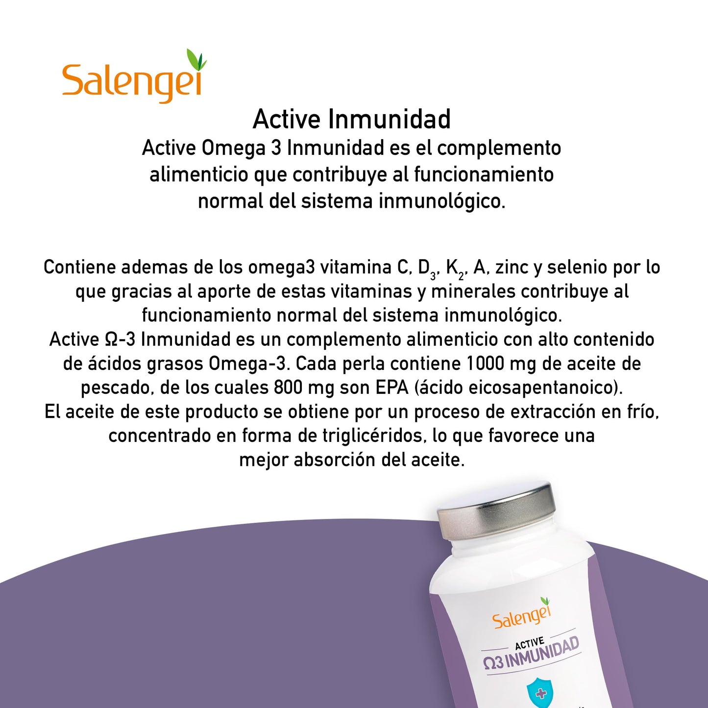 ACTIVE OMEGA 3 IMUNIDAD – CONTRIBUYE AL FUNCIONAMIENTO EL SISTEMA IMUNOLÓGICO | MULTIVITAMINICO CON ACIDOS GRASOS OMEGA 3 | VIITAMINAS A, C, D Y K2 (Menaquinona7) | 60 PERLAS |