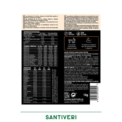 Santiveri - Proteína 90 Instante Cacao Alimento Suplemento - 1kg