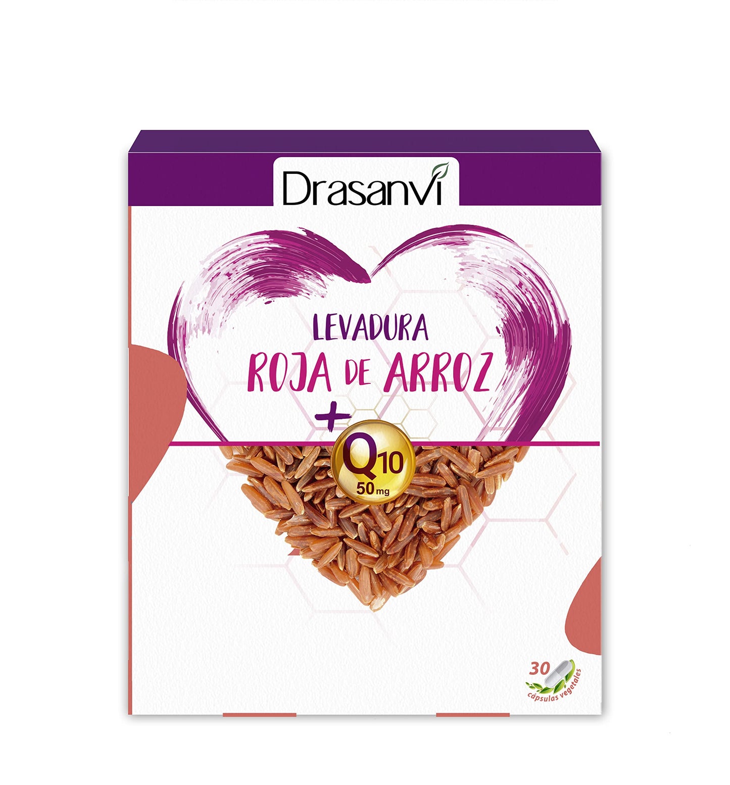 DRASANVI Levadura Roja de Arroz con Coenzima Q10 | 2,9 mg de Monocolina K | Contribuye a Mantener los Niveles Normales de Colesterol | Participa en la Producción de ATP | 30 cáps. = 30 Días