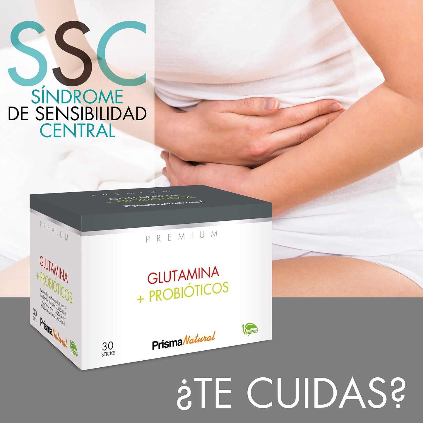 Prisma Natural línea Premium, Glutamina + Probiotico 30 sticks 200g. Son productos aptos para celíacos, intolerantes a la lactosa o sensibles a proteínas lácteas o gluten.