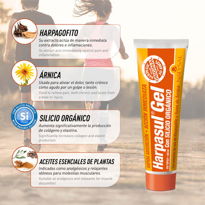 HARPASUL® GEL 75+25 ml | Gel Activo con Efecto Frío - Calor | Masaje Corporal | Cuello, Hombros, Espalda, Piernas | Con extractos de Harpagofito y Árnica | Gel Defatigante | Natysal