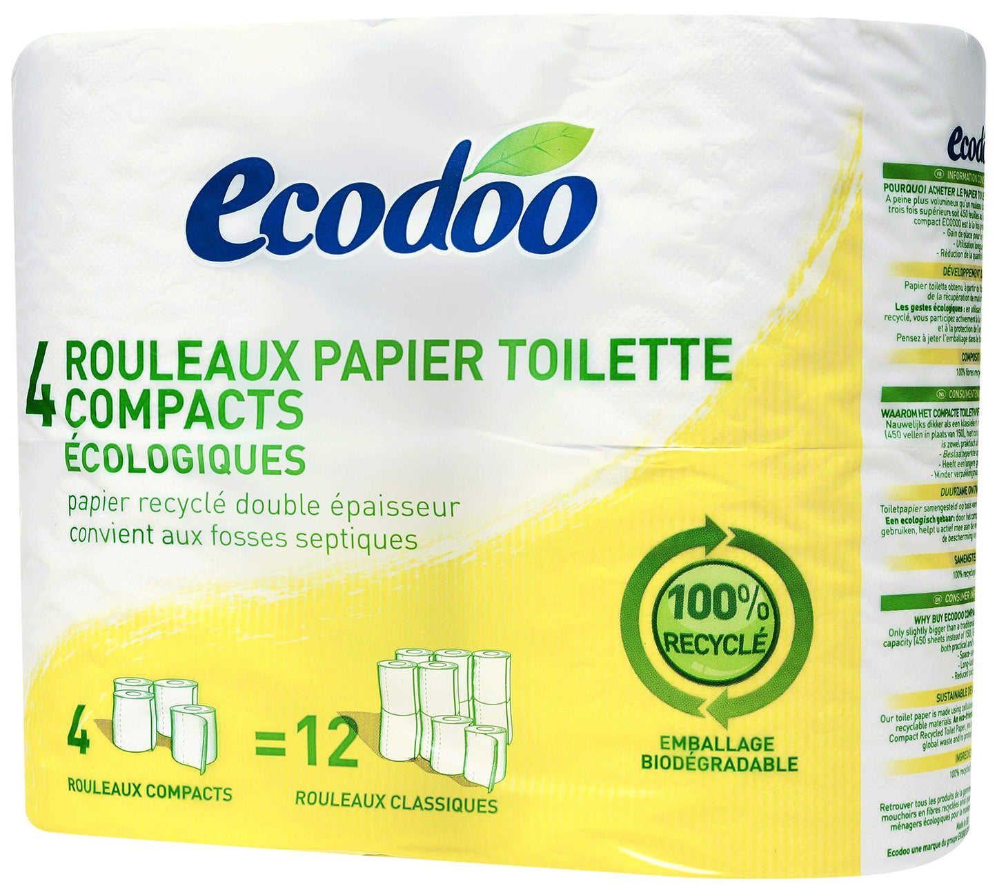 Ecodoo Papel De Baño Reciclado 4 Uds 4-400 g