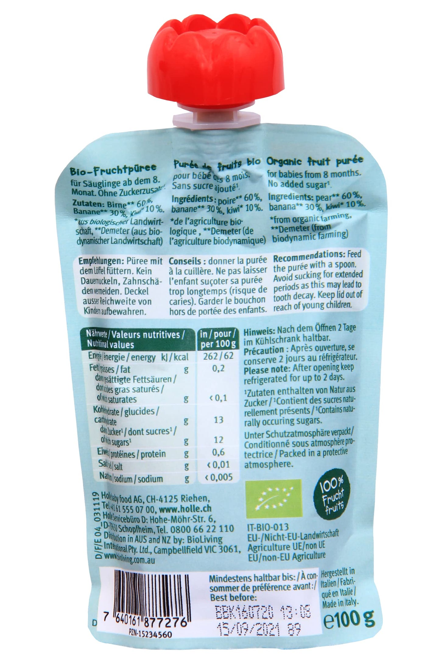 Holle Smoothie Kiwi Koala Dem 100 g (+8 Meses)