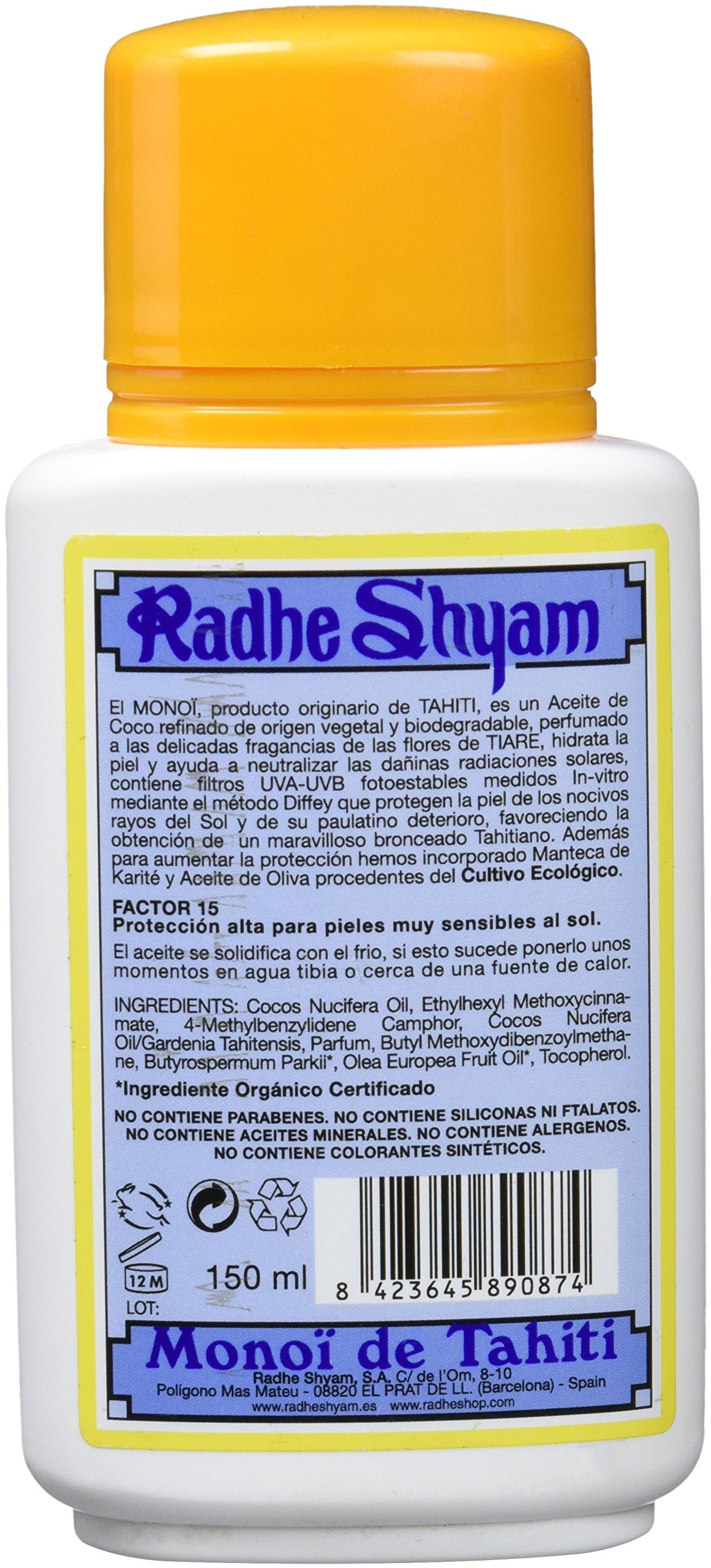MONOI DE TAHITI, Aeite Protector Solar, F.15,150 ml