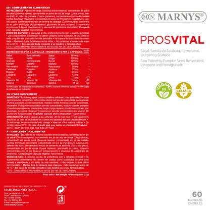 Prosvital, Bienestar de la Próstata, Facilita El Bienestar Masculino En Próstata y Vías Urinarias, 60 Cápsulas Vegetales