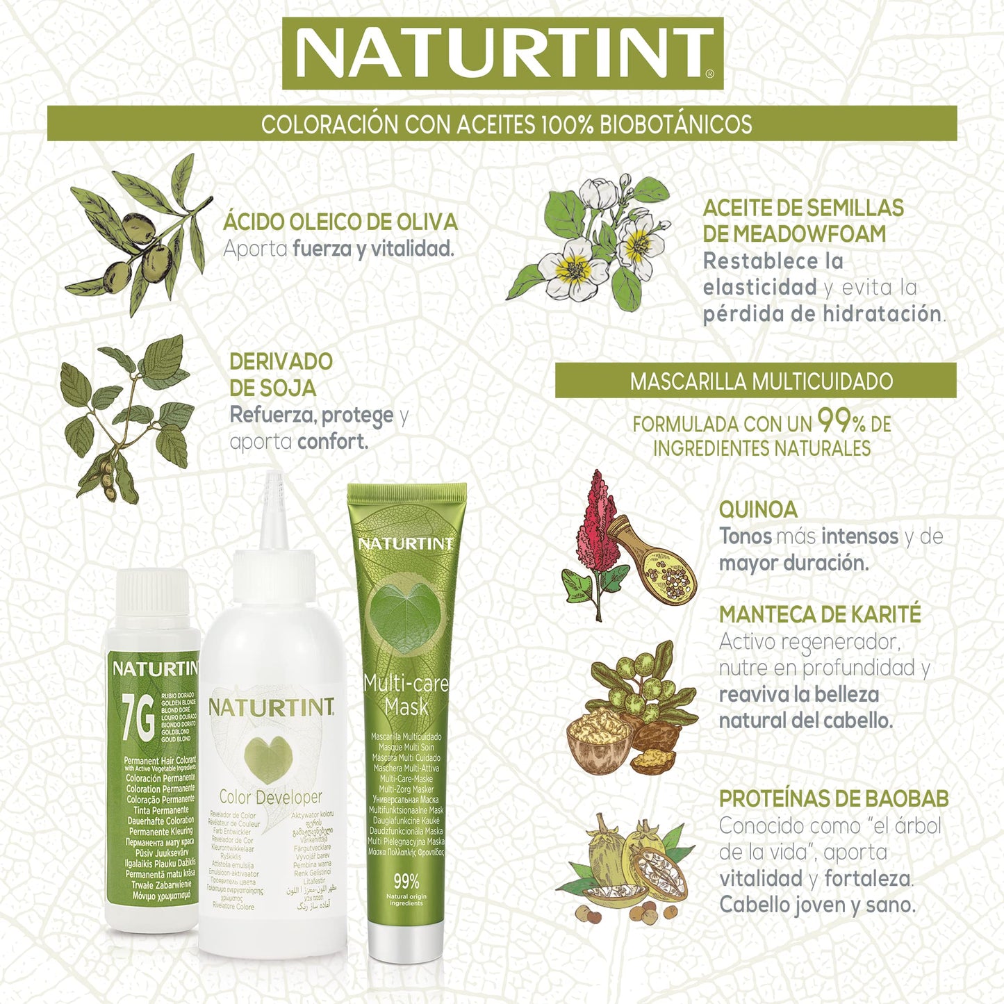 NATURTINT Biobased, Coloración Permanente Sin Amoniaco, 100% Cobertura de Canas, Tinte para el Cabello con Ingredientes Naturales, Color Intenso, Natural y Durader