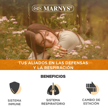 Propóleo con Equinácea MARNYS, Defensas y Respiración Durante los cambios Estacionales, Propóleo 1000 Mg, 30 Cápsulas