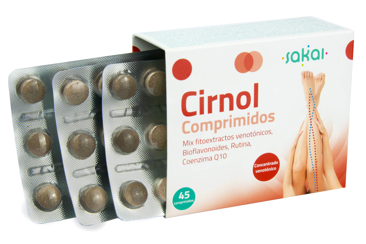 Sakai – Cirnol comprimidos con Ginkgo, Castaño de Indias y Rusco– Favorece la circulación sanguínea, ayuda a evitar las piernas cansadas y su hinchazón. Previene las varices vasculares. Con Coenzima Q10