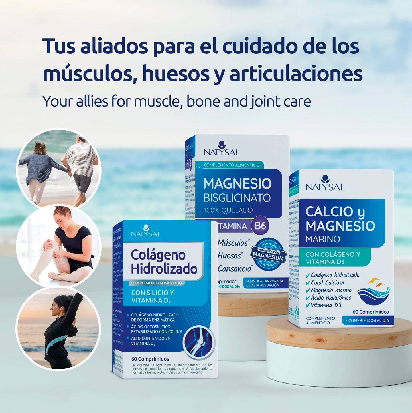 MAGNESIO + B6 | 60 comp. Cansancio-Huesos-Músculos | Natysal